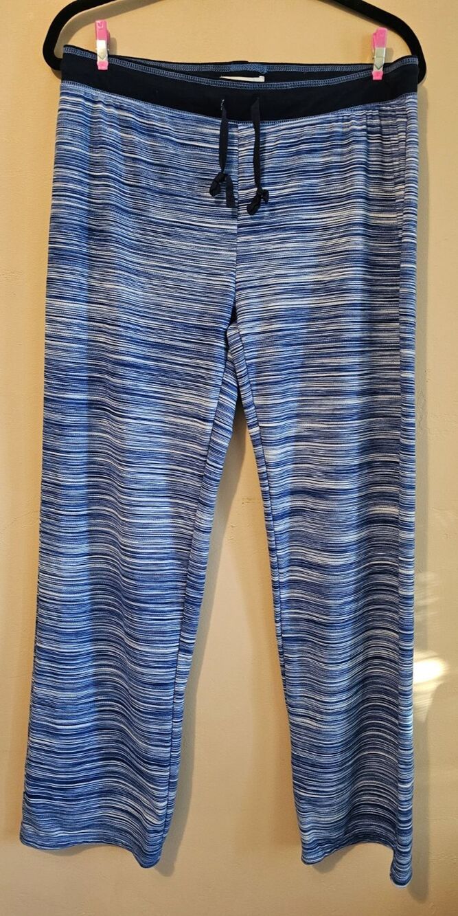 Karen Neuburger pajama pants drawstring Women's L, blue striped